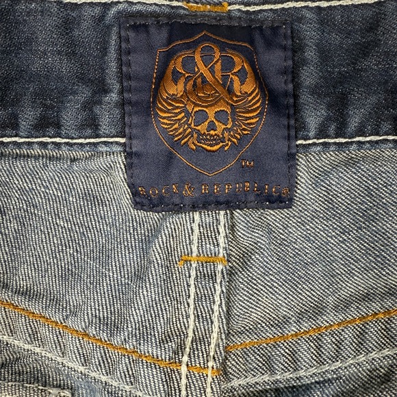 ROCK & REPUBLIC Henlee Bootcut Blue Jeans Medium Wash Distressed Mens 30x32 - Picture 7 of 9